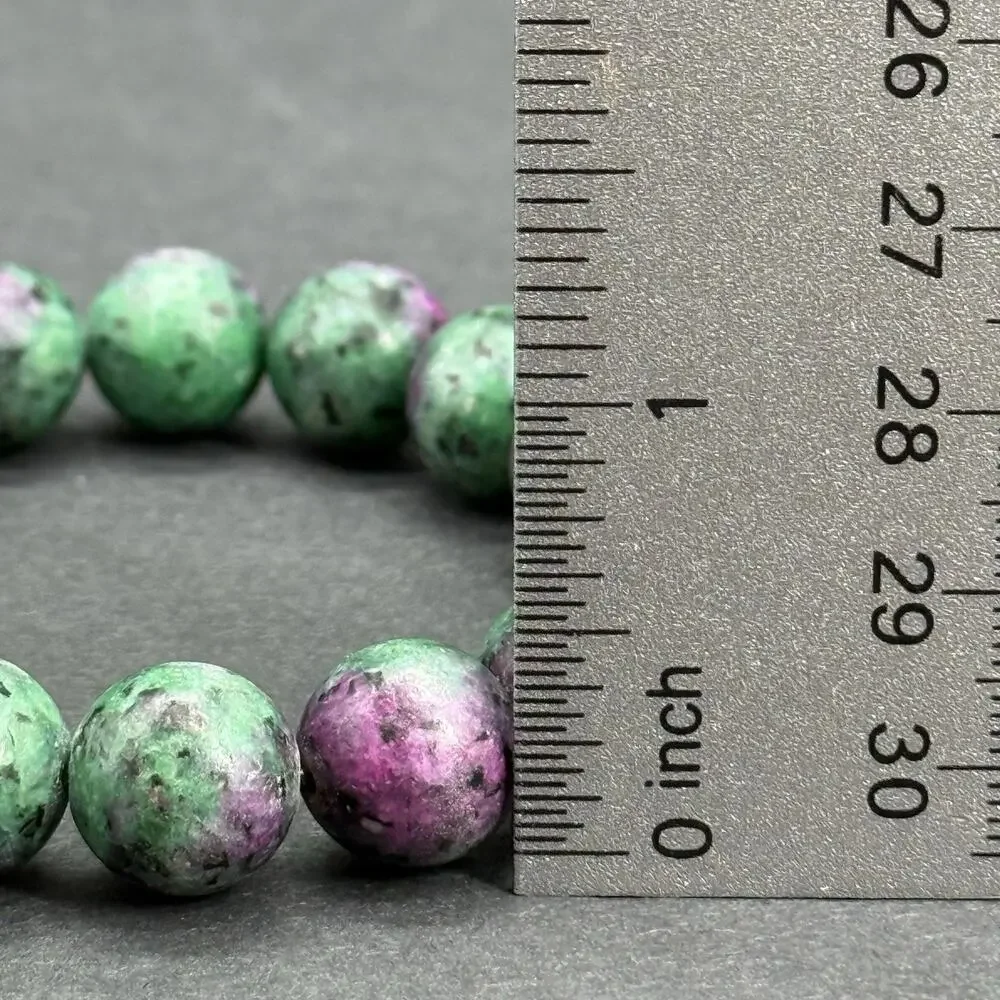 NWT Genuine Ruby Zoisite 12mm Large Round Beaded Stretch Bracelet Size 7.25